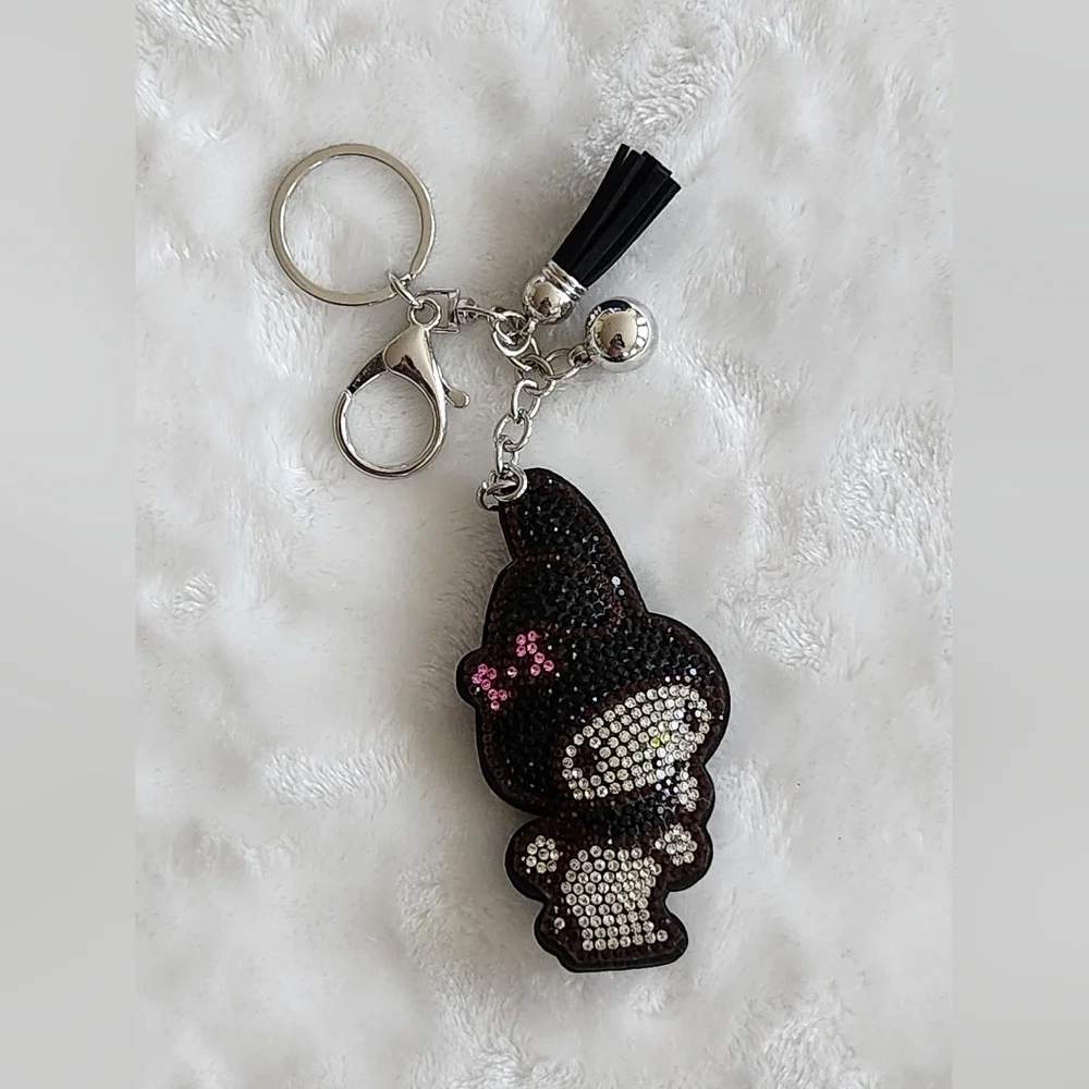 Kuromi Black and Pink Bow Keychain Bag Charm